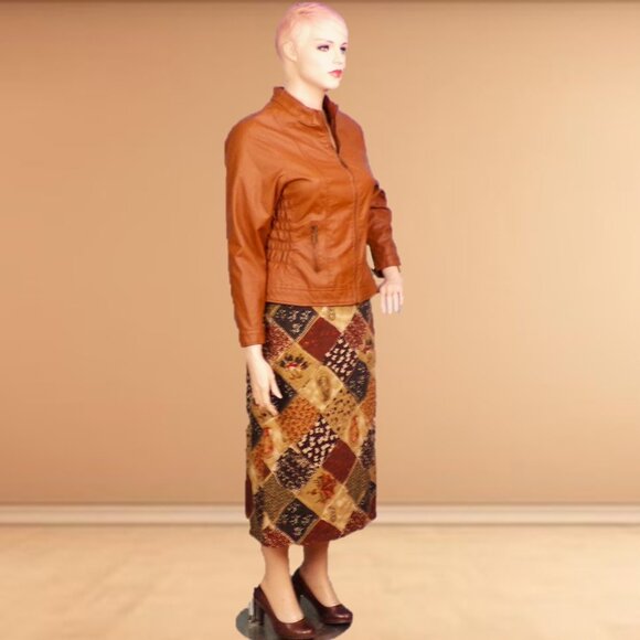 LUCY DIAMONDS size 3X russet-brown faux-leather zip-front jacket PU outer - Picture 3 of 16